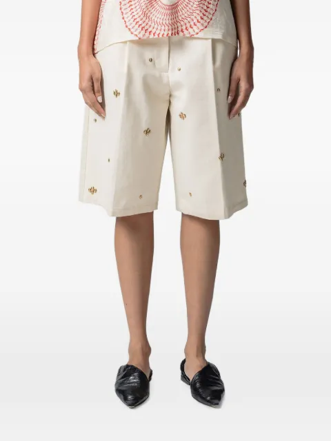 Muller Of Yoshiokubo embellished pleated shorts Neutrals MLS26411