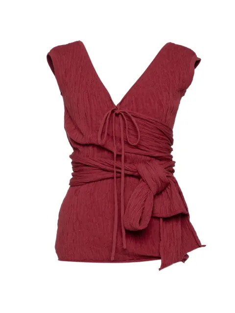 Muller Of Yoshiokubo wrap-tie sleeveless vest Red MLS26803