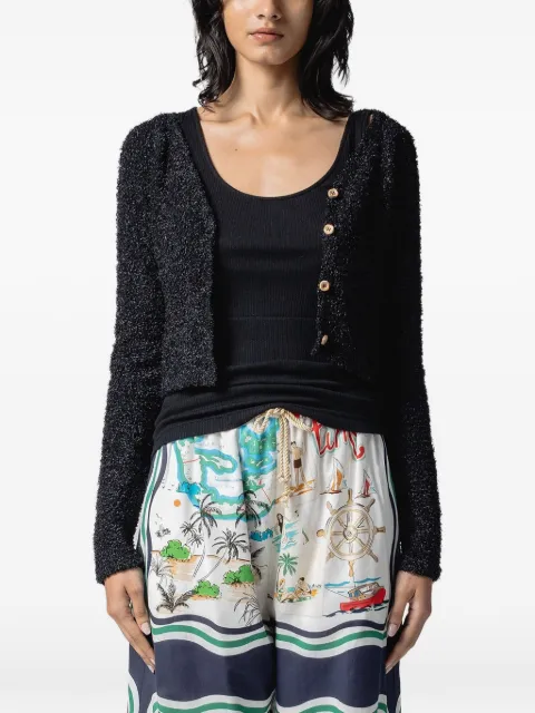 Muller Of Yoshiokubo cropped bouclé cardigan Black MLS26802