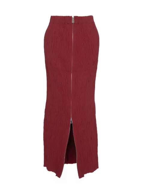 Muller Of Yoshiokubo crinkled zip-front midi skirt Red MLS26806