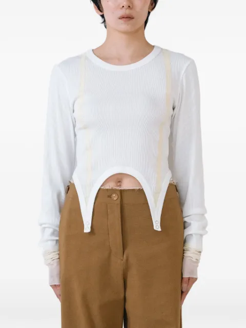 Muller Of Yoshiokubo ribbed-knit curved-hem top White MLS26106B