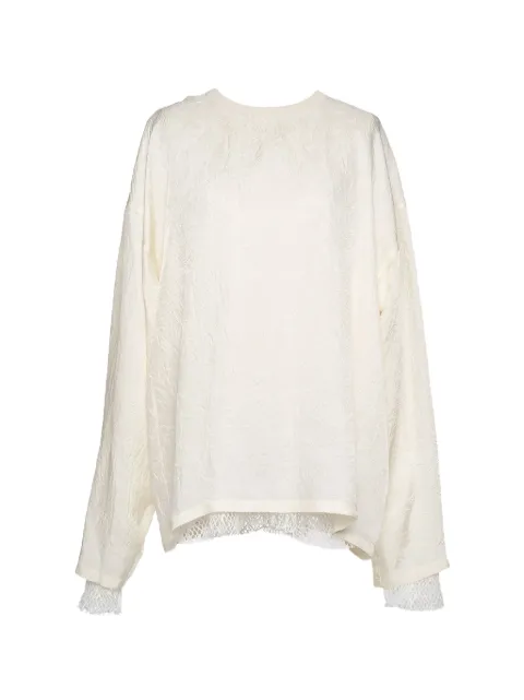Muller Of Yoshiokubo spiderweb lace-trim long-sleeve top White MLS26217
