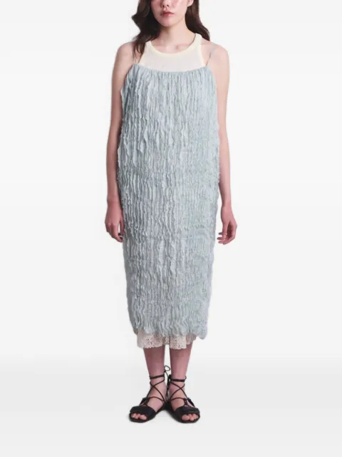 Muller Of Yoshiokubo textured layered-hem midi dress Blue MLS26601
