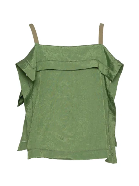 Muller Of Yoshiokubo Wrinkles ruffled top Green MLS26207