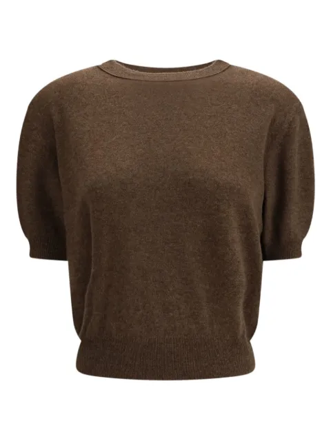 Lisa Yang Genevra puff-sleeve T-shirt Brown 2026311