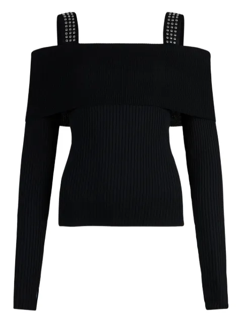 LIU JO off-the-shoulder stud sweater Black WA6061MS55N