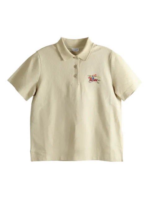 Burberry embroidered-logo polo shirt Neutrals 8118496