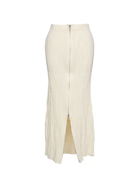 Muller Of Yoshiokubo zip-front textured-finish maxi skirt Neutrals MLS26806