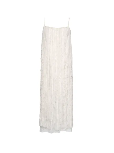 Muller Of Yoshiokubo midi Cami ruffled lace-trim dress Neutrals MLS26601