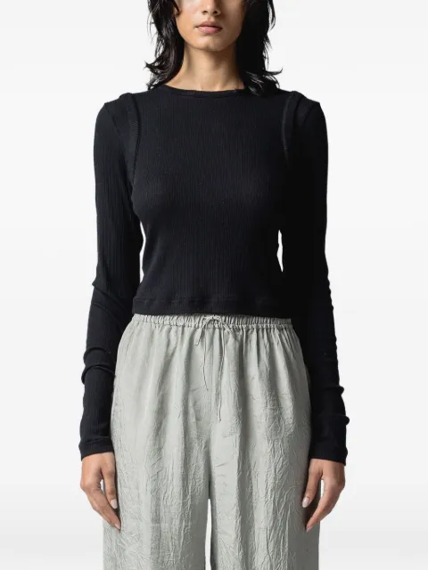 Muller Of Yoshiokubo Twist ribbed cut-out top Black MLS26102A