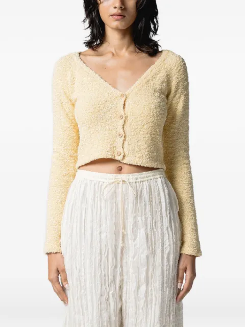 Muller Of Yoshiokubo textured-knit V-neck cardigan Yellow MLS26802