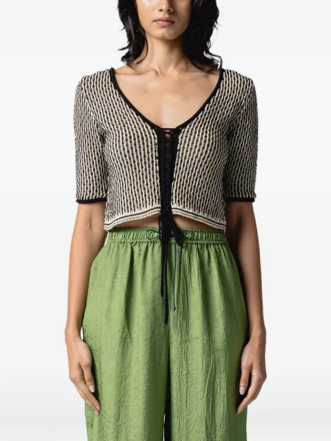 Muller Of Yoshiokubo Ripple striped cardigan Black MLS26808