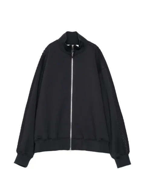 Yoshiokubo mesh-panelled zip-up sweatshirt Black YKS26509