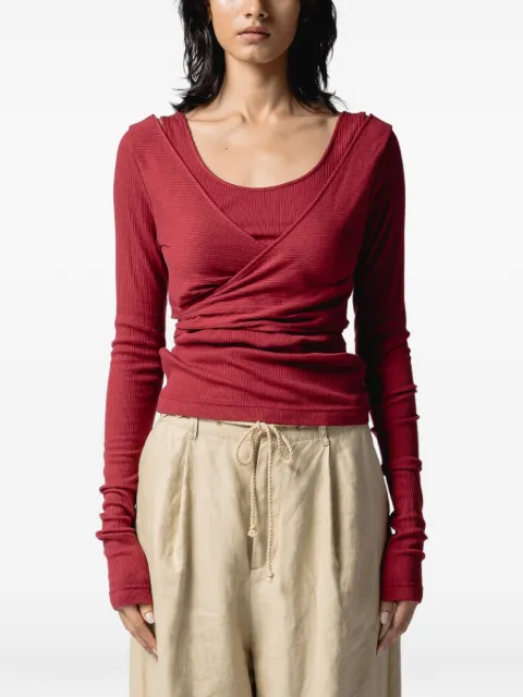 Muller Of Yoshiokubo ribbed wrap-around top Red MLS26101