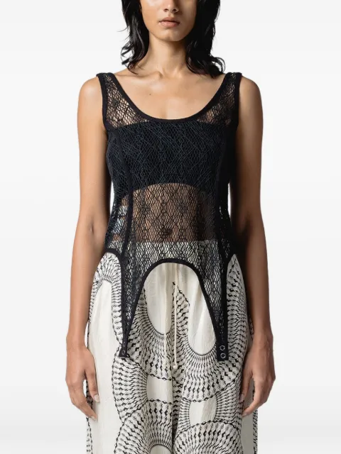 Muller Of Yoshiokubo crochet-knit curved-hem top Neutrals MLS26210