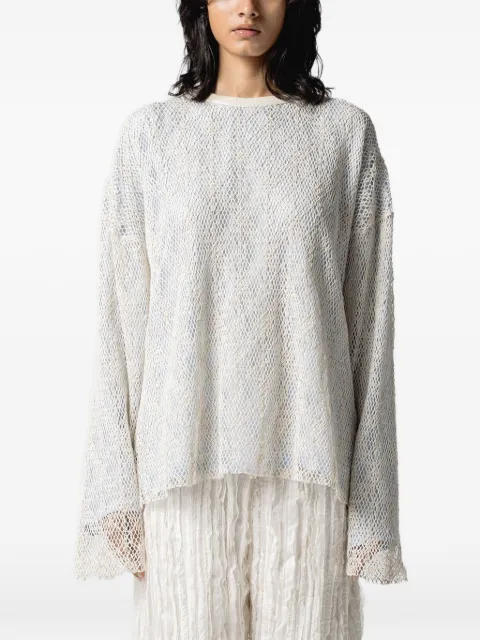 Muller Of Yoshiokubo Spiderweb mesh-layered long-sleeve top White MLS26217