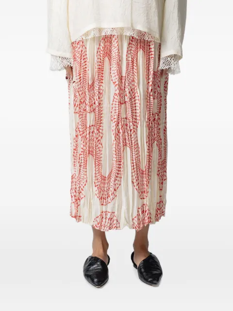 Muller Of Yoshiokubo Radial printed pleated midi skirt Neutrals MLS26402