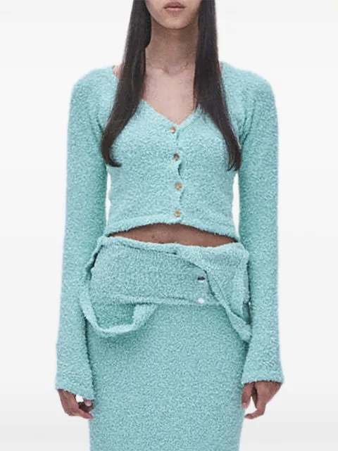 Muller Of Yoshiokubo textured-knit V-neck cardigan Green MLS26802