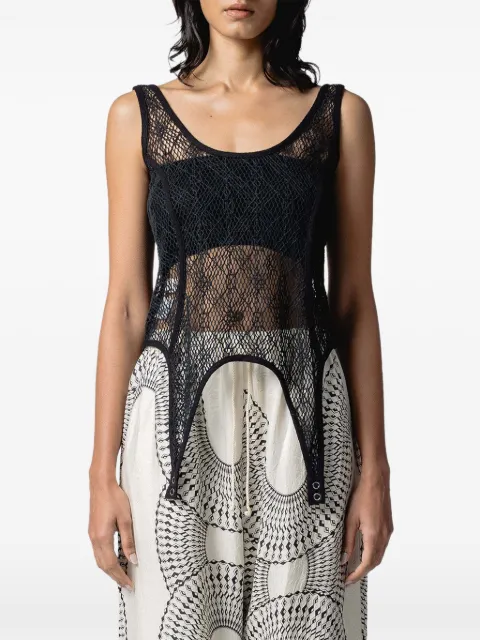Muller Of Yoshiokubo Spiderweb sleeveless tank top Black MLS26210