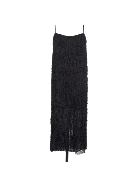 Muller Of Yoshiokubo midi Cami ruffled spaghetti-strap dress Black MLS26601