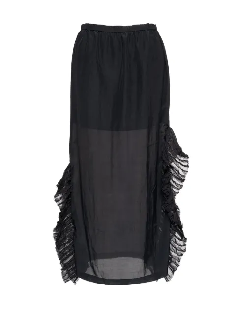 Muller Of Yoshiokubo ruffle-trimmed semi-sheer midi skirt Black MLS26404