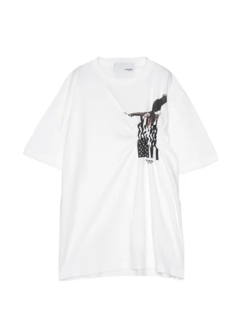 Yoshiokubo eagle-print gathered T-shirt White YKS26102