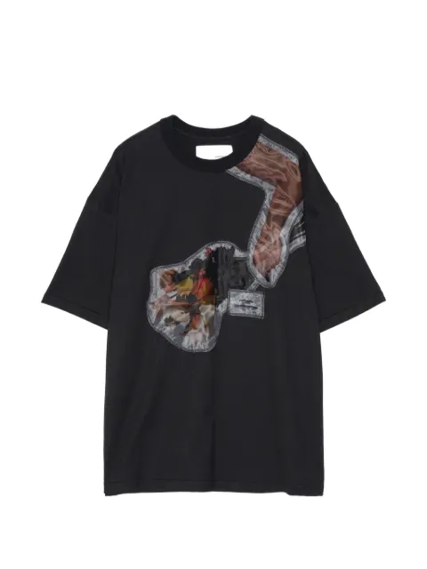 Yoshiokubo graphic-patch T-shirt Black YKS26105