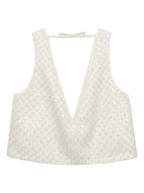 Dorothee Schumacher textured v-neck top Neutrals 255348606