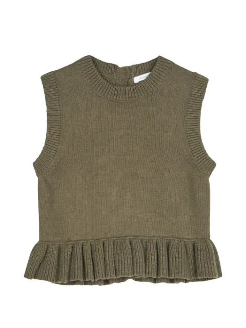 Cecilie Bahnsen Billie ruffled vest Green BILLIEVESTCOTTONSILKBLENDOLIVE