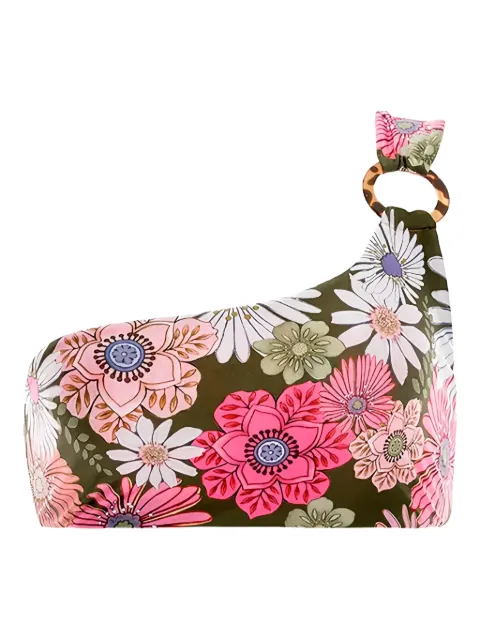 Agua By Agua Bendita asymmetric-strap floral bikini top Green CLORIJAVA10087