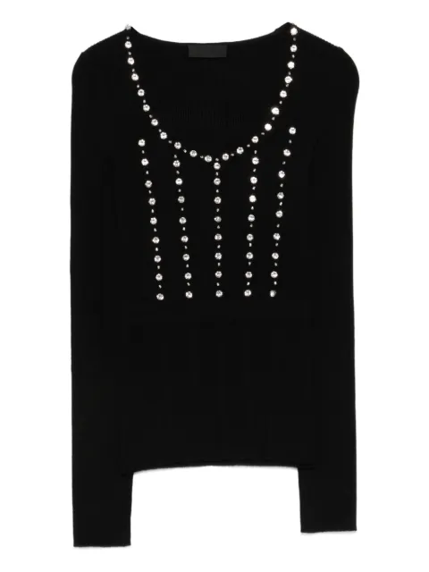 LIU JO jumper with jewel embroidery Black PA6021MS99E