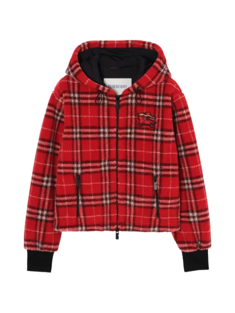 Burberry cropped Check hooded fleece jacket Red 8118502