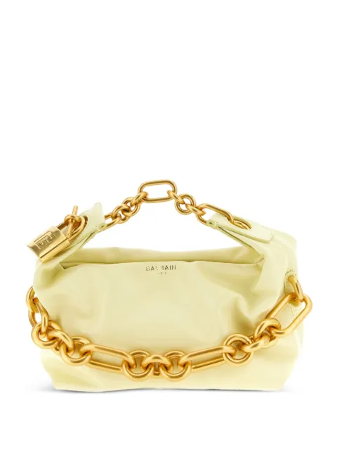 Balmain mini Sync chain leather tote bag Yellow FN0AD001LMTE