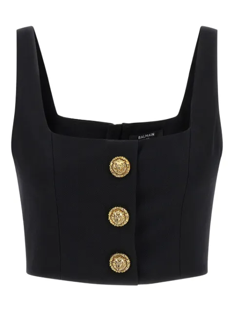 Balmain button-fastening cropped top Black GF1AB520WC09