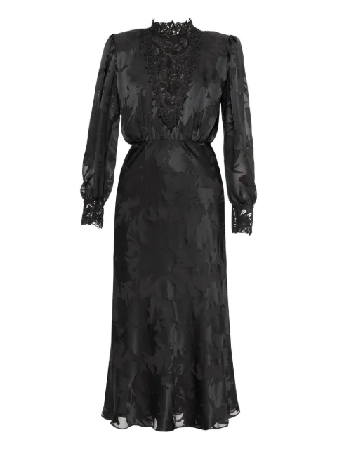 NISSA lace-trim midi dress Black RC16167BLACK