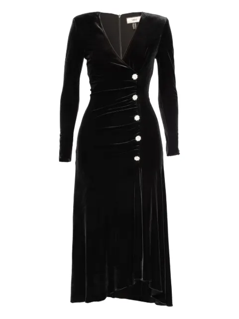 NISSA crystal-embellished velvet midi dress Black RS16106BLACK