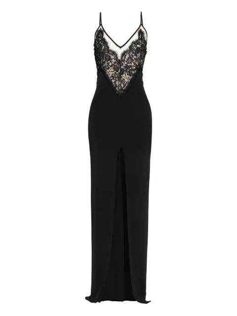 NISSA lace-panel maxi dress Black RS16254BLACK