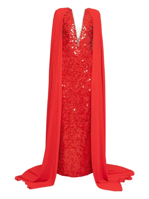 NISSA crystal-trim sequin maxi dress Red RS16163RED