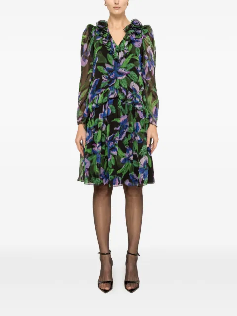 NISSA floral-appliqué mini dress Black RC16644PRINT