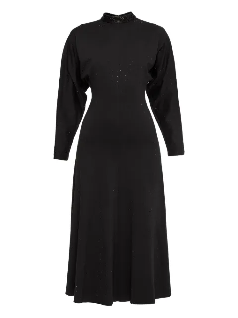 NISSA rhinestone-embellished midi dress Black RS16215BLACK