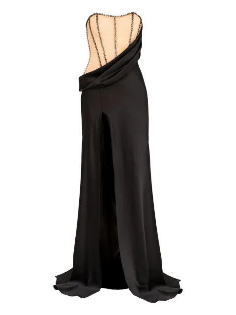 NISSA crystal-embellished satin maxi dress Black RS16341BLACK