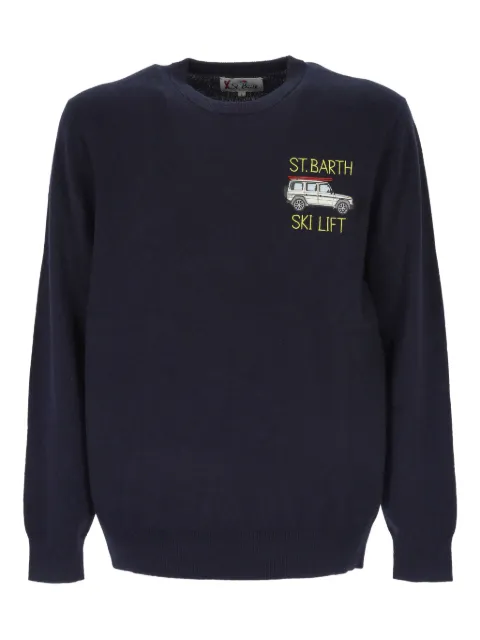 MC2 Saint Barth embroidery crew-neck sweater Blue HERONLIGHTEMBRY02585I