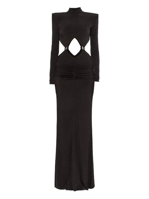 NISSA rhinestone-embellished maxi dress Black RS16289BLACK