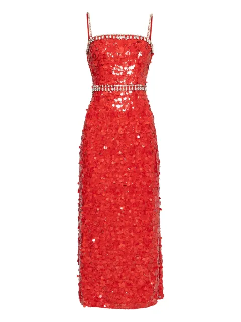 NISSA crystal-embellished sequin dress Red RS16164RED