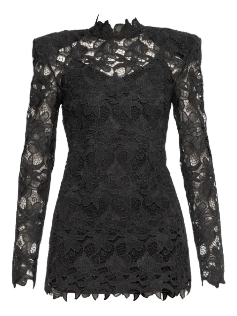 NISSA shoulder-pads lace mini dress Black RS16344BLACK