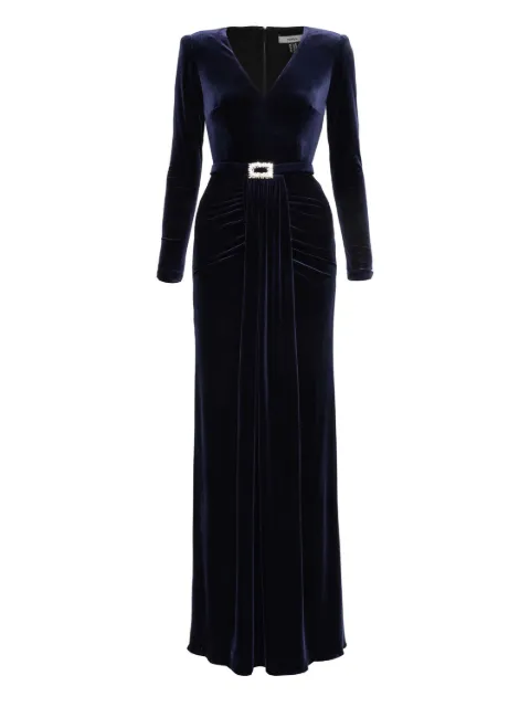 NISSA crystal-bucket velvet maxi dress Blue RS16189NAVYBLUE