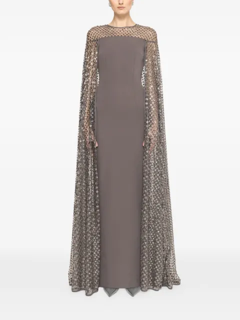 NISSA sequined cape maxi dress Grey RS15875GRAY