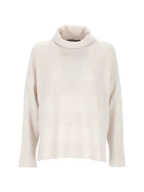 D.Exterior roll-neck sweater White 611007