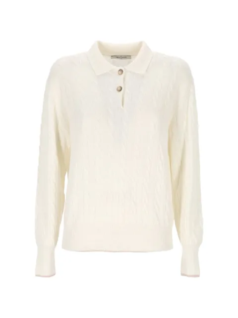 Gran Sasso cable-knit polo sweater White 57211