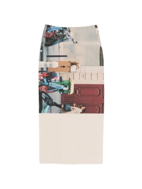 Issey Miyake graphic-print midi skirt Neutrals IM58FG027